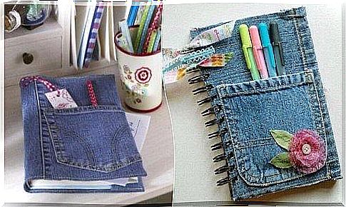 You can recycle jeans and make notebooks.