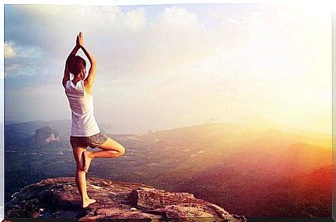 Yoga position in nature.