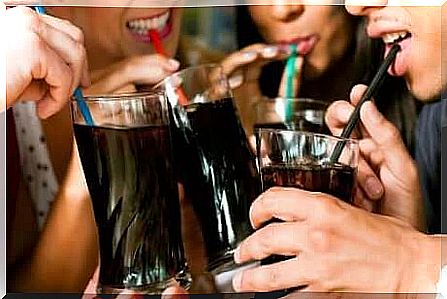 Group of people drink carbonated drinks