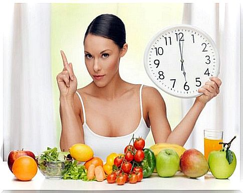 Woman eats healthy