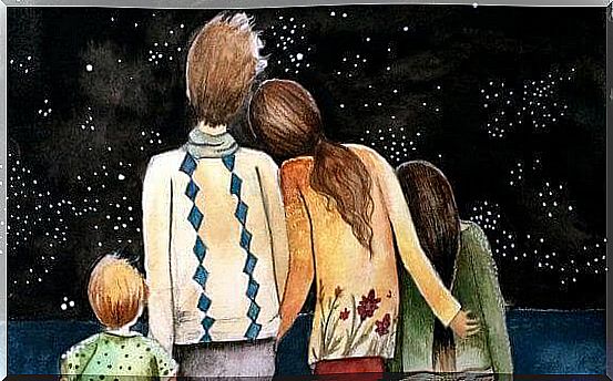 family looking at the stars