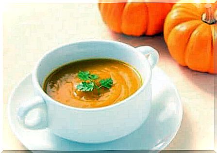 Pumpkin soup in a bowl