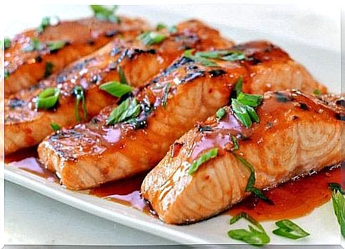 Oily fish such as salmon are good and healthy.