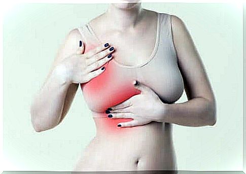 A woman suffering from chest pain.