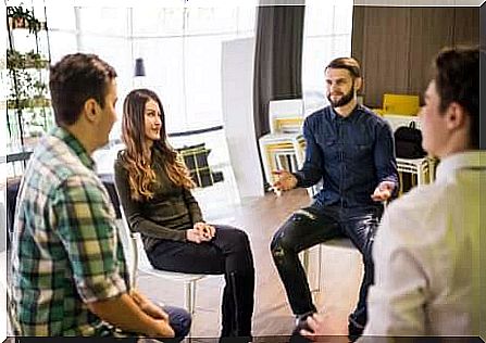 A group of people who sit and interact with each other in a healthy way