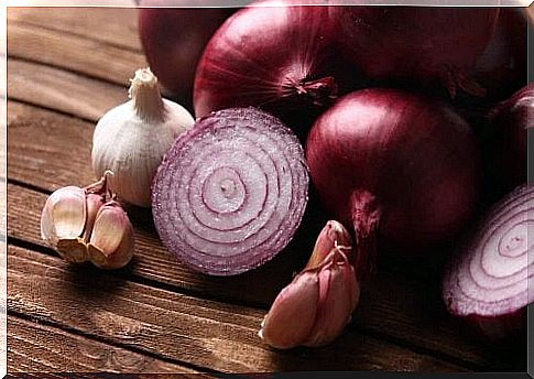 Red onion and garlic