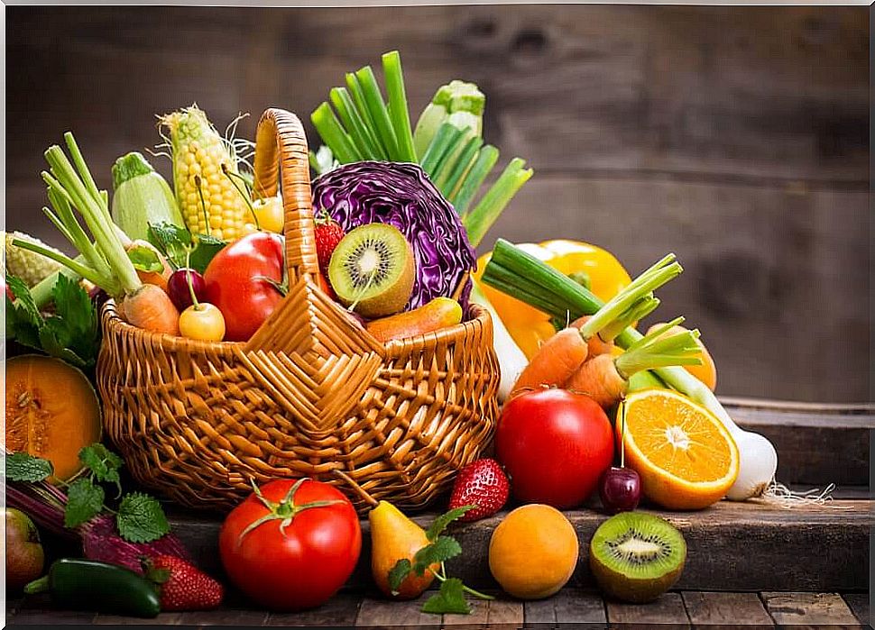 Fruits and vegetables in basket