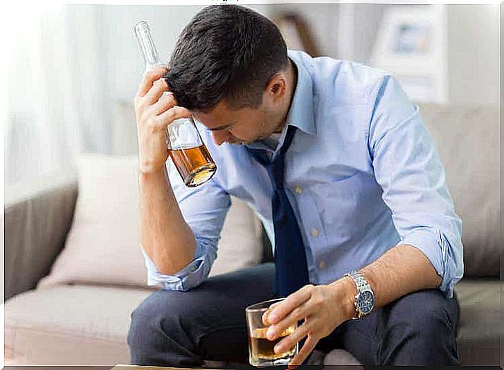 A stressed person who drinks alcohol.