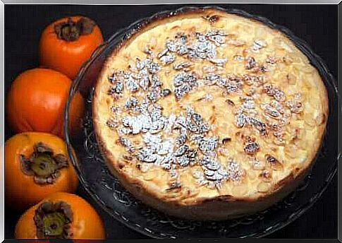 Recipe for caramel pudding with persimmon and chocolate