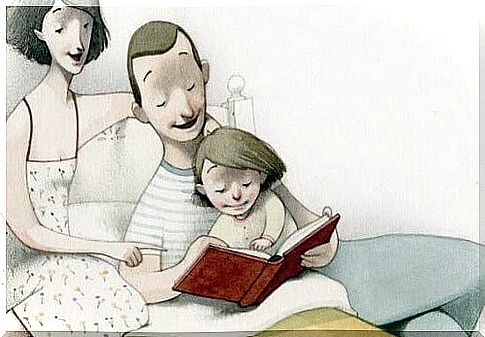 father-and-mother-reads-on-the-bed