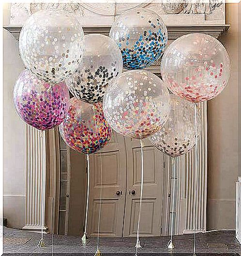 Balloons with confetti